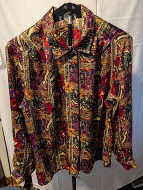Notches sz 12~VINTAGE~ Maroon Paisley Blouse-Excellent